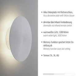 Discount Straluma Aluminium LED wandlamp op accu 3-standen dimbaar