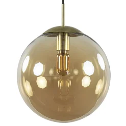 Online Straluma Amber glazen hanglamp 30 cm met messing en zwart