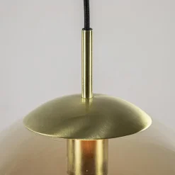Online Straluma Amber glazen hanglamp 30 cm met messing en zwart