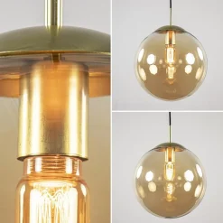 Online Straluma Amber glazen hanglamp 30 cm met messing en zwart