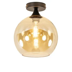 Clearance Straluma Amber glazen plafondlamp 25 cm met zwart