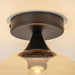 Clearance Straluma Amber glazen plafondlamp 25 cm met zwart