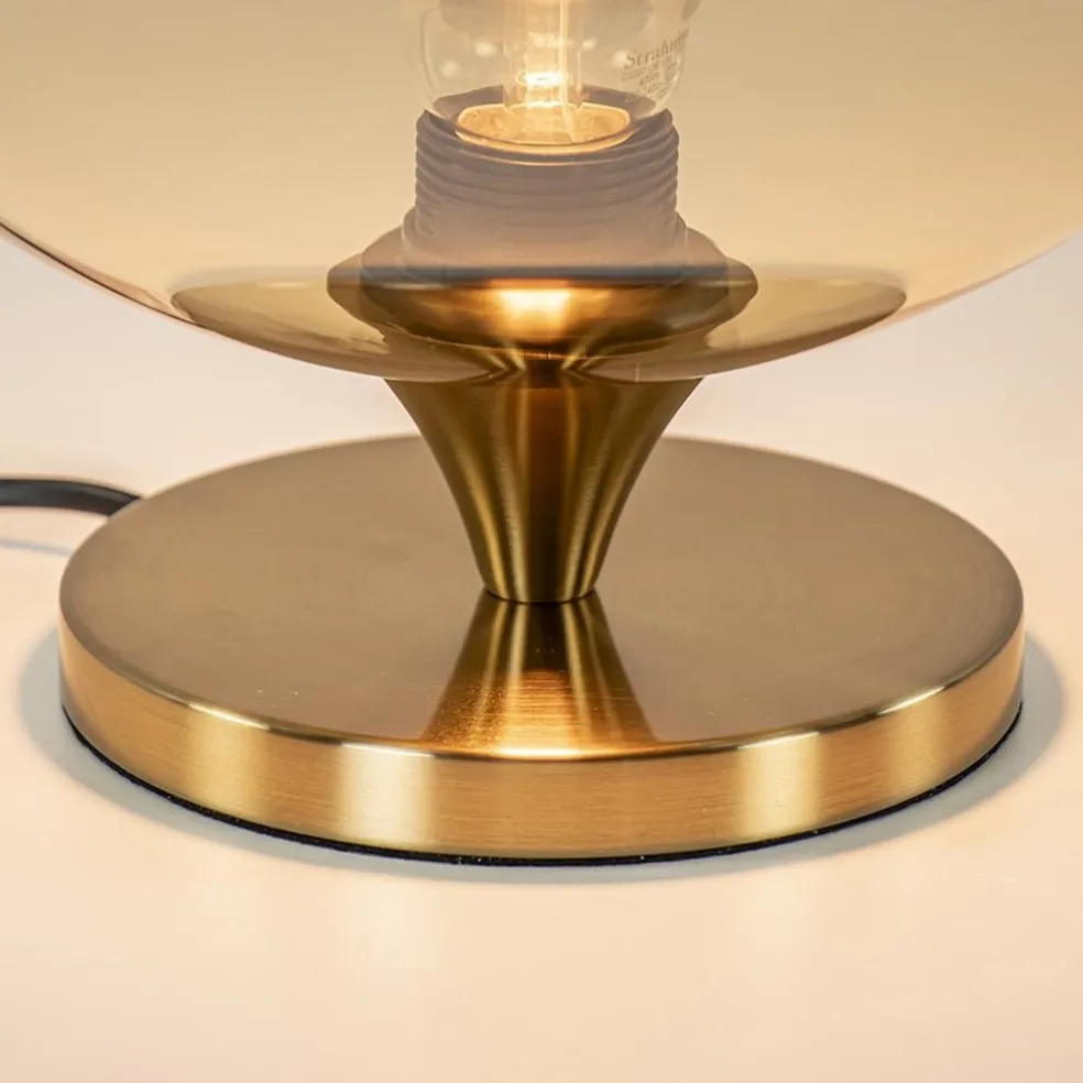 Flash Sale Straluma Amber glazen tafellamp met gouden voet
