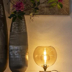 Flash Sale Straluma Amber glazen tafellamp met gouden voet