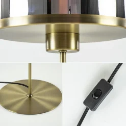 Online Straluma Antiek bronzen tafellamp Maverick met smoke glas groot