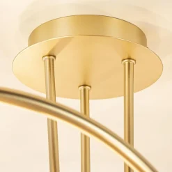 Fashion Straluma Art Deco plafondlamp goud met smoke en amber glas