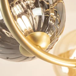 Fashion Straluma Art Deco plafondlamp goud met smoke en amber glas