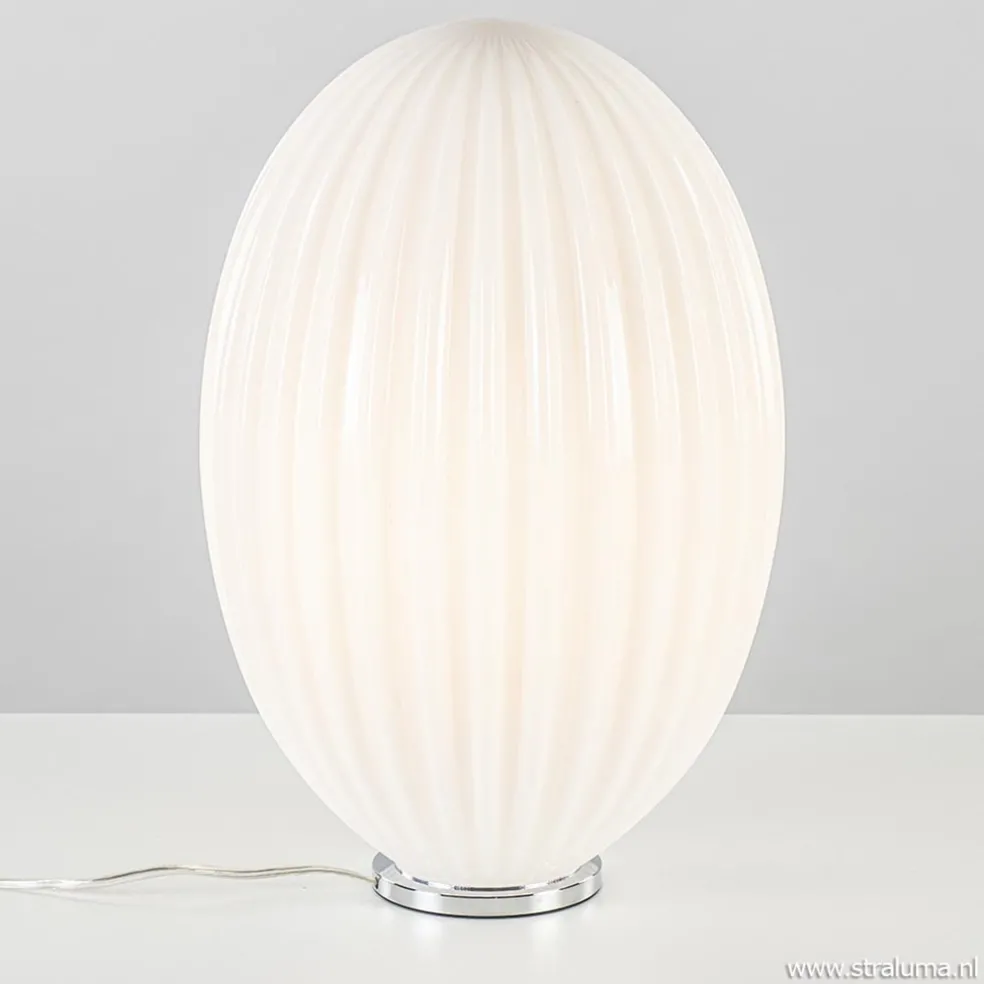 New Straluma Art Deco tafellamp chroom met opaal glazen kap