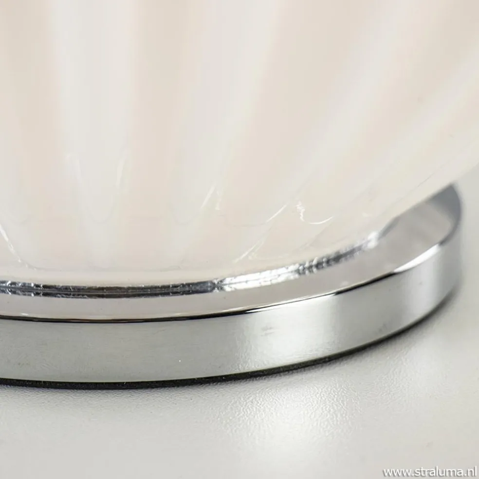 New Straluma Art Deco tafellamp chroom met opaal glazen kap