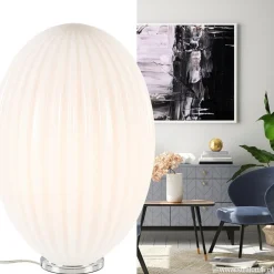 New Straluma Art Deco tafellamp chroom met opaal glazen kap