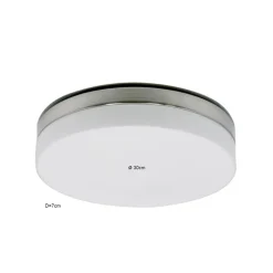 New Straluma Badkamer plafonnière staal met wit glas