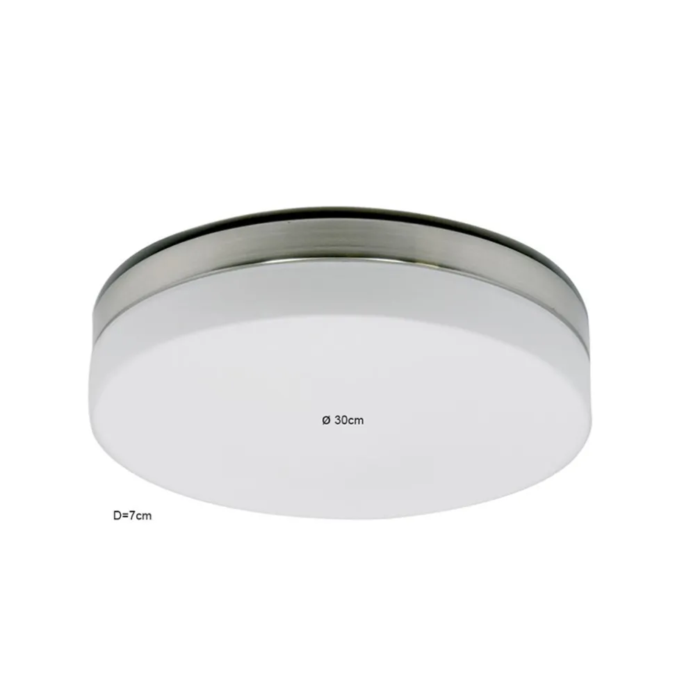 New Straluma Badkamer plafonnière staal met wit glas