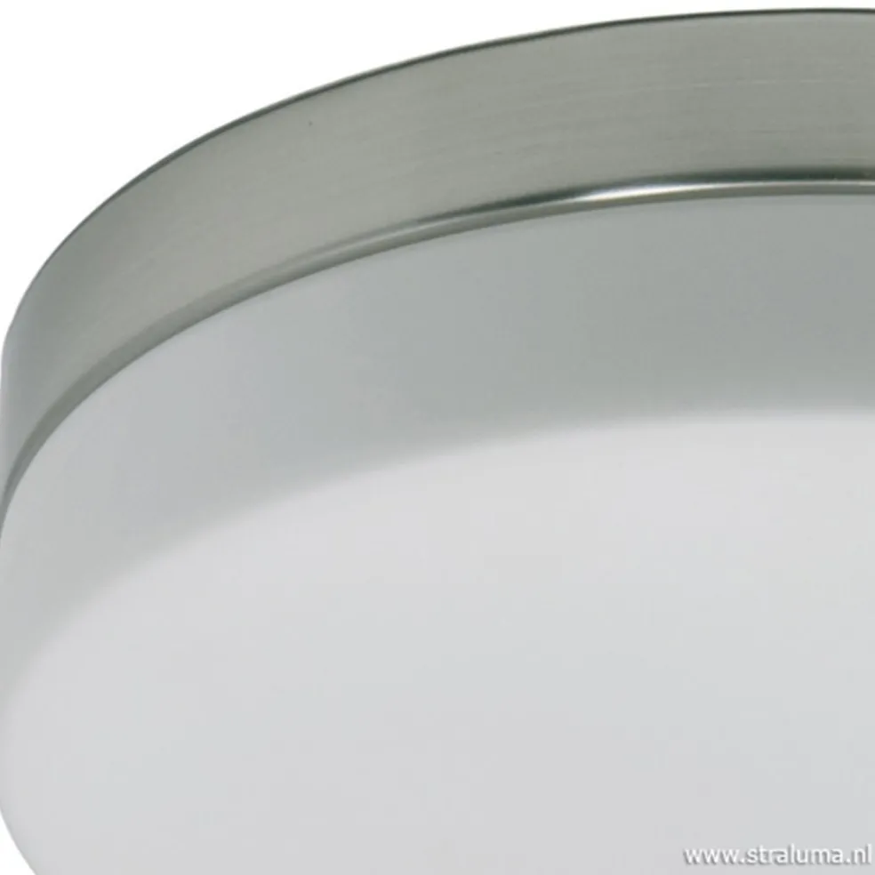 New Straluma Badkamer plafonnière staal met wit glas
