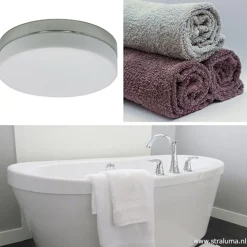 New Straluma Badkamer plafonnière staal met wit glas