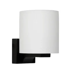 Hot Straluma Badkamerwandlamp zwart met opaal glazen kap