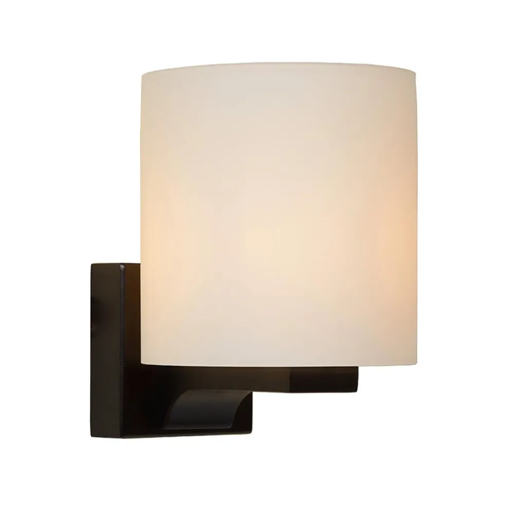 Hot Straluma Badkamerwandlamp zwart met opaal glazen kap