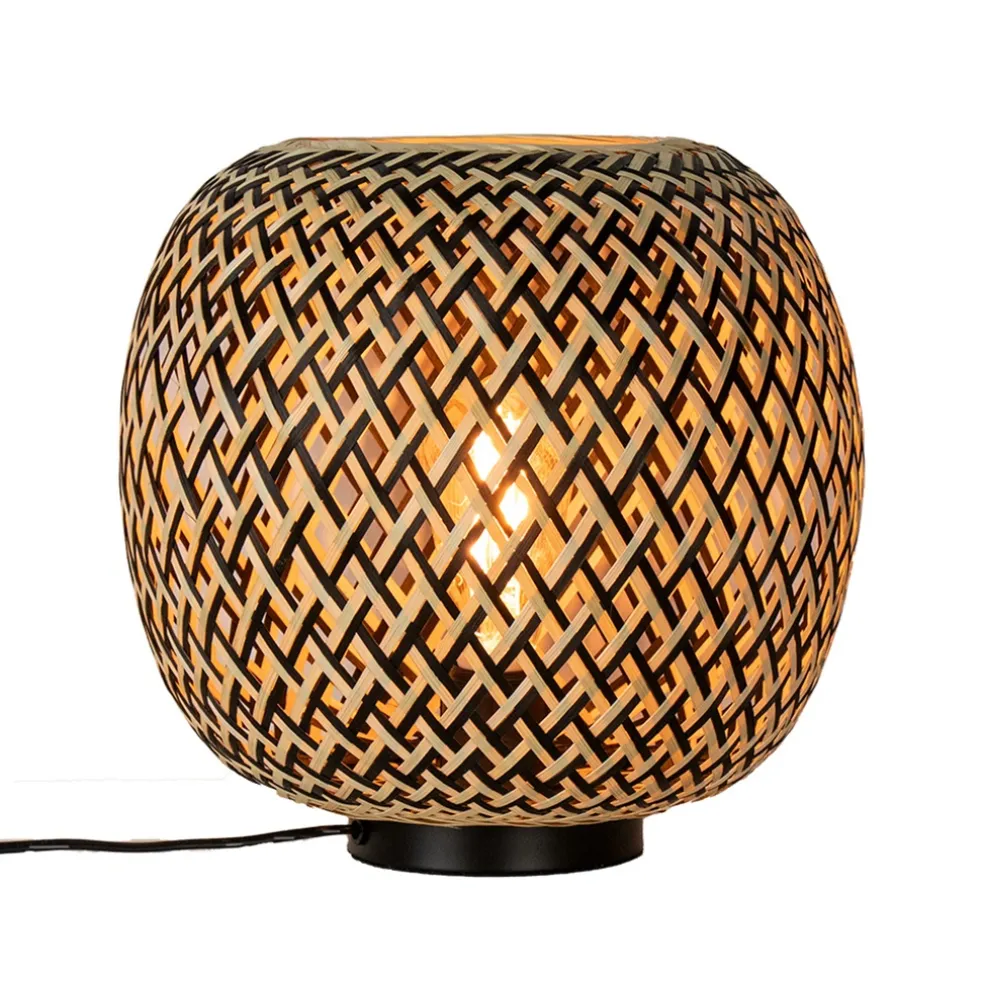 Discount Straluma Bamboe tafellamp naturel met zwart