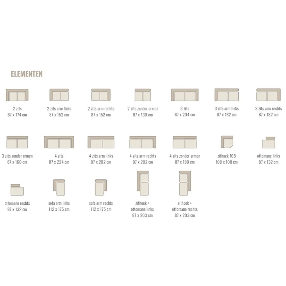 Store Straluma Bank Sef U-opstelling taupe