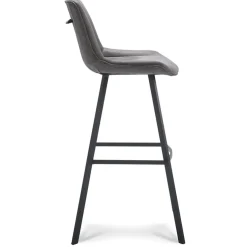 Cheap Straluma Barkruk met microleder zitting graphite en zwart metalen poot
