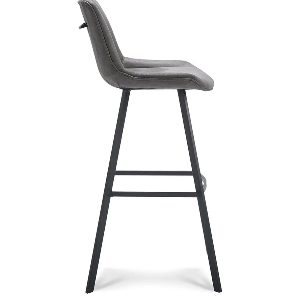 Cheap Straluma Barkruk met microleder zitting graphite en zwart metalen poot