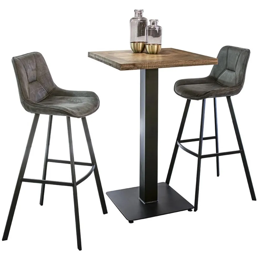 Cheap Straluma Barkruk met microleder zitting graphite en zwart metalen poot