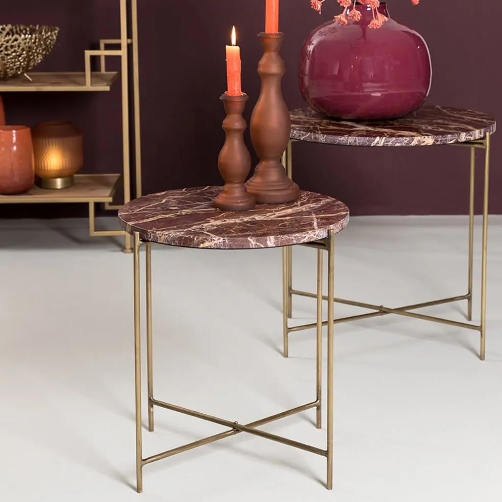 Shop Straluma Bijzettafel Delon set van 2 marrmer roze/goud