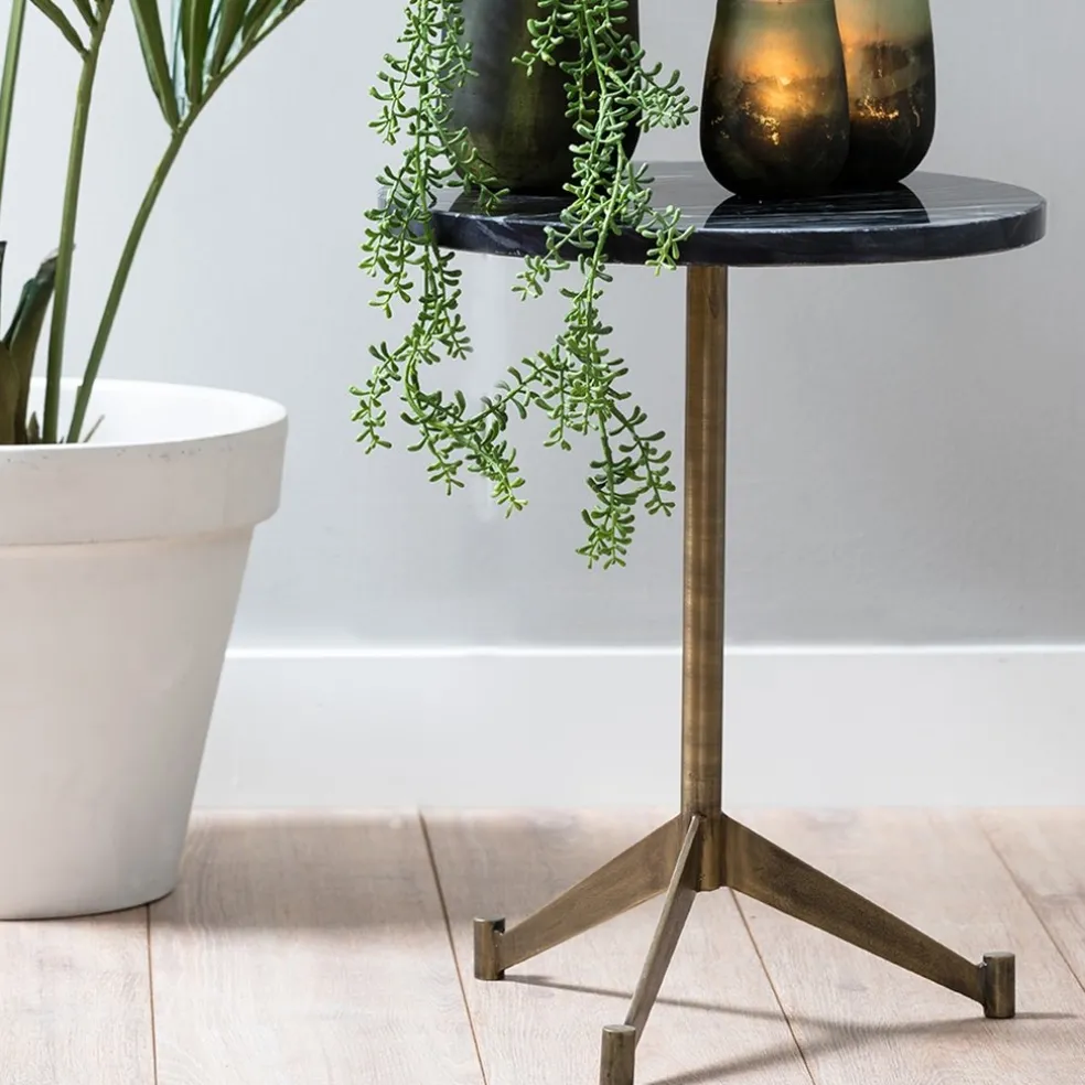 Store Straluma Bijzettafel Lomelo zwart marmer met antiek brons