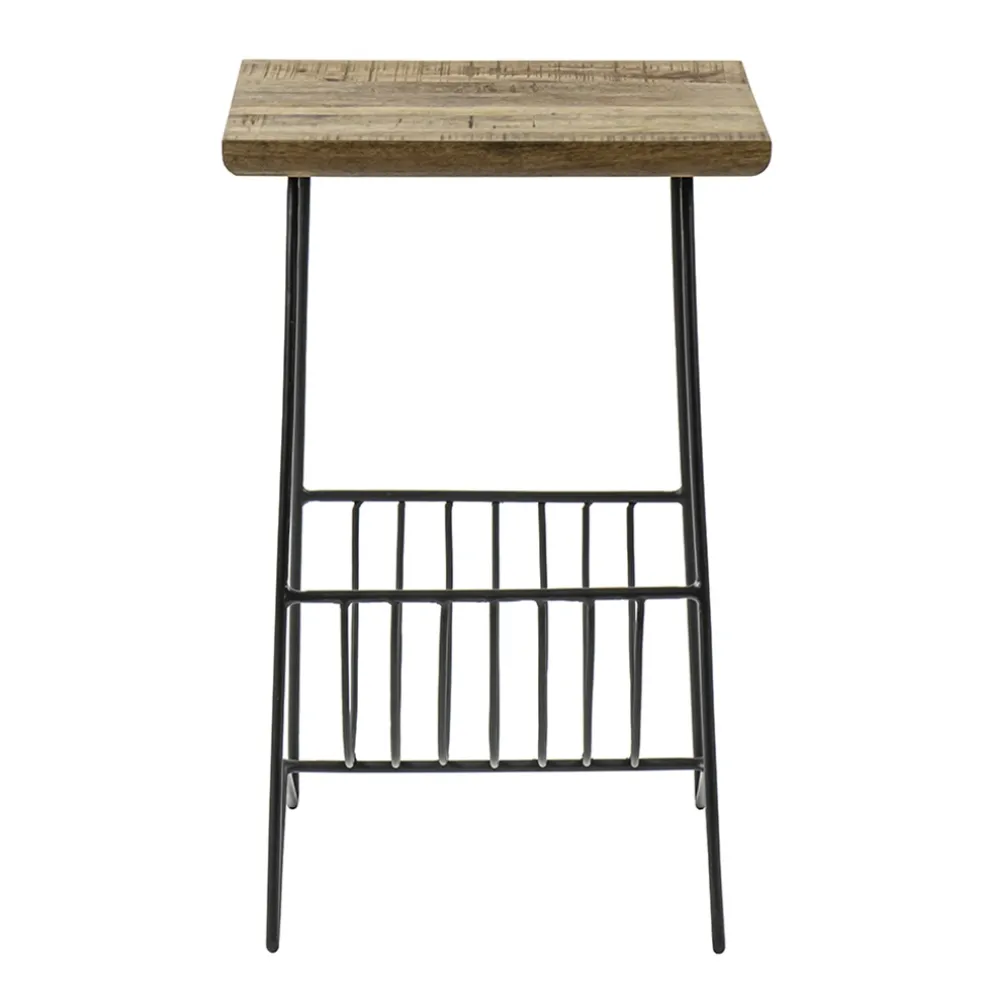 Outlet Straluma Bijzettafel mango hout met tijdschriftenrek
