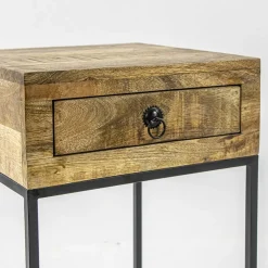 Sale Straluma Bijzettafel met lade mangohout/metaal
