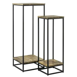 Flash Sale Straluma Bijzettafel set van 2 hout/staal 40x40cm