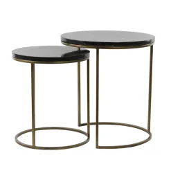 Flash Sale Straluma Bijzettafel Sobrina set van 2 zwart/antiek brons