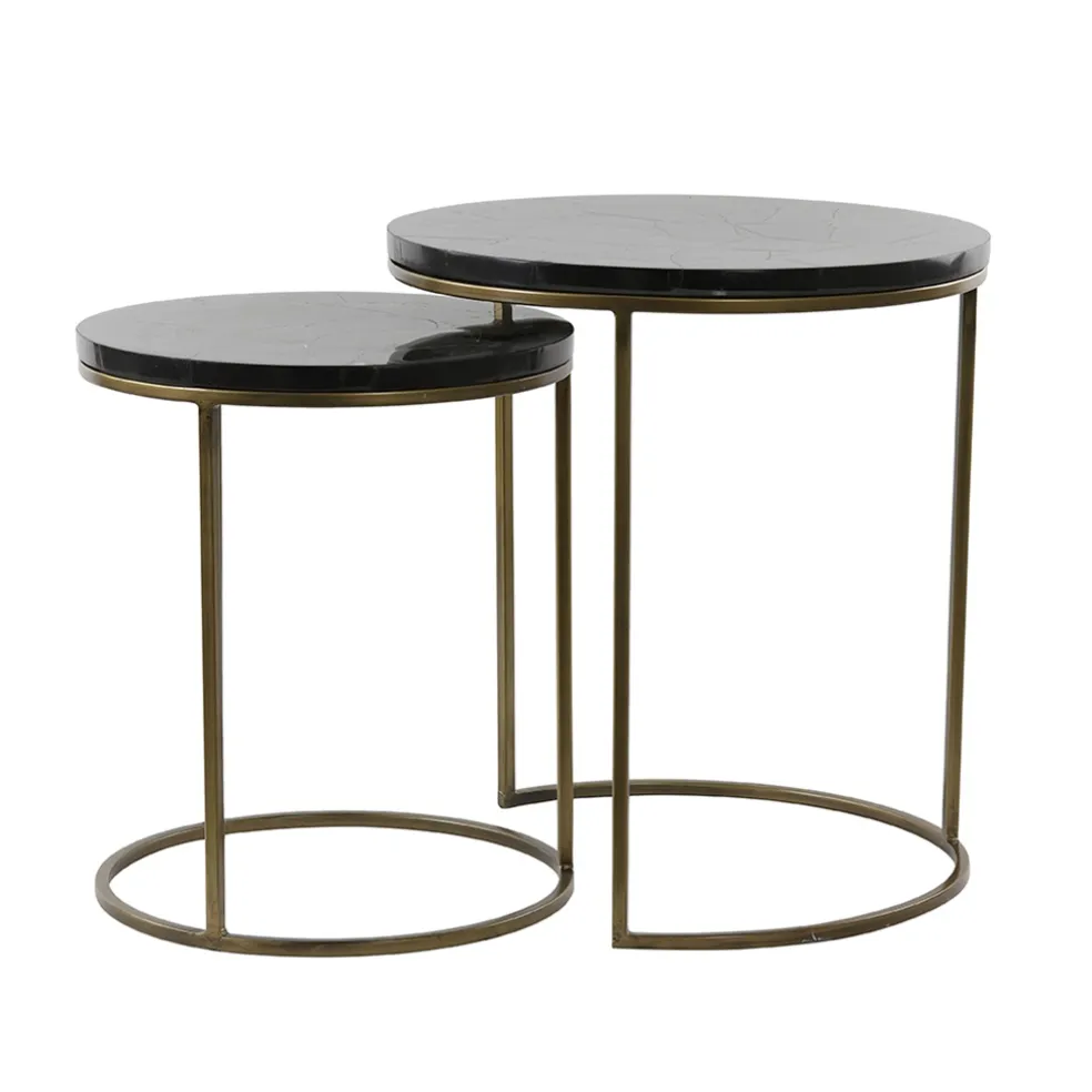 Flash Sale Straluma Bijzettafel Sobrina set van 2 zwart/antiek brons