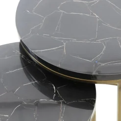 Flash Sale Straluma Bijzettafel Sobrina set van 2 zwart/antiek brons