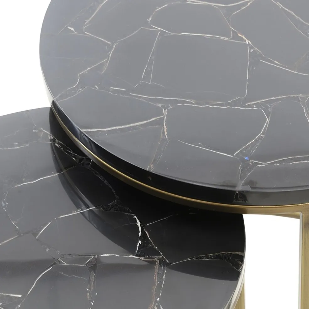 Flash Sale Straluma Bijzettafel Sobrina set van 2 zwart/antiek brons