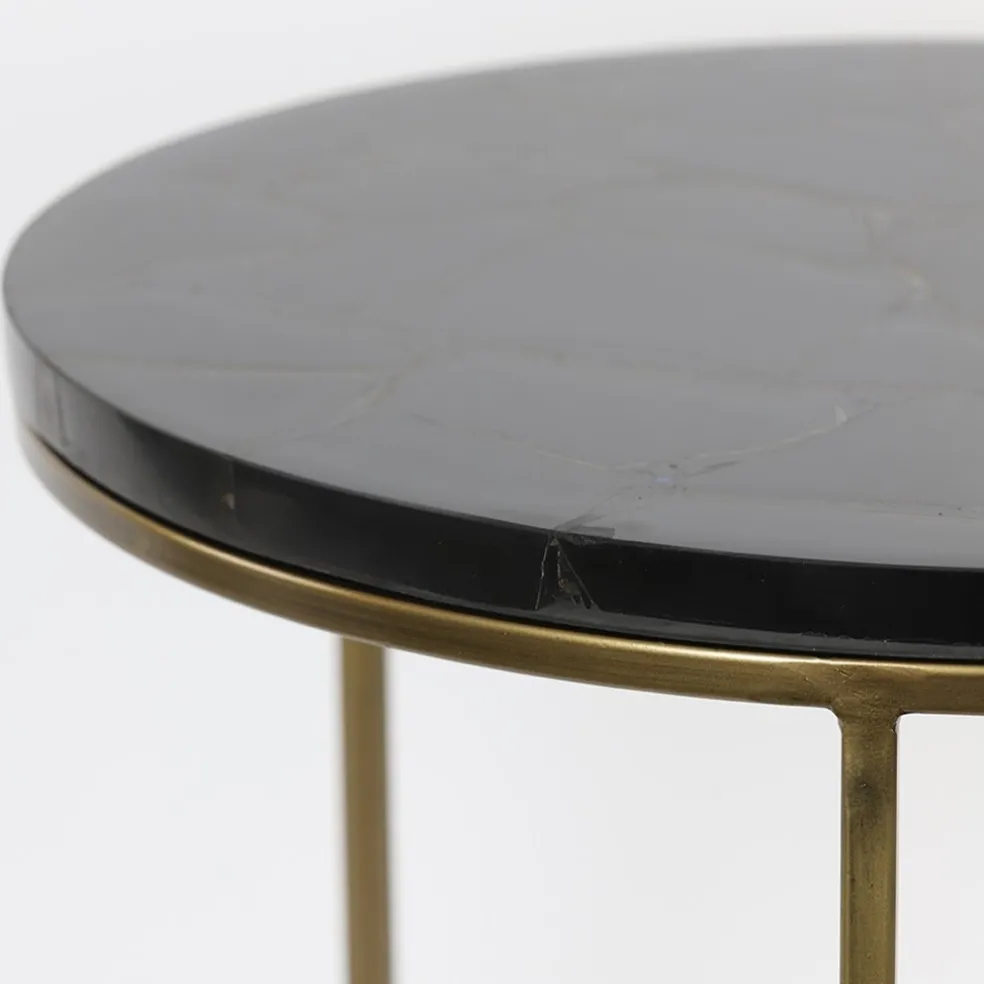 Flash Sale Straluma Bijzettafel Sobrina set van 2 zwart/antiek brons