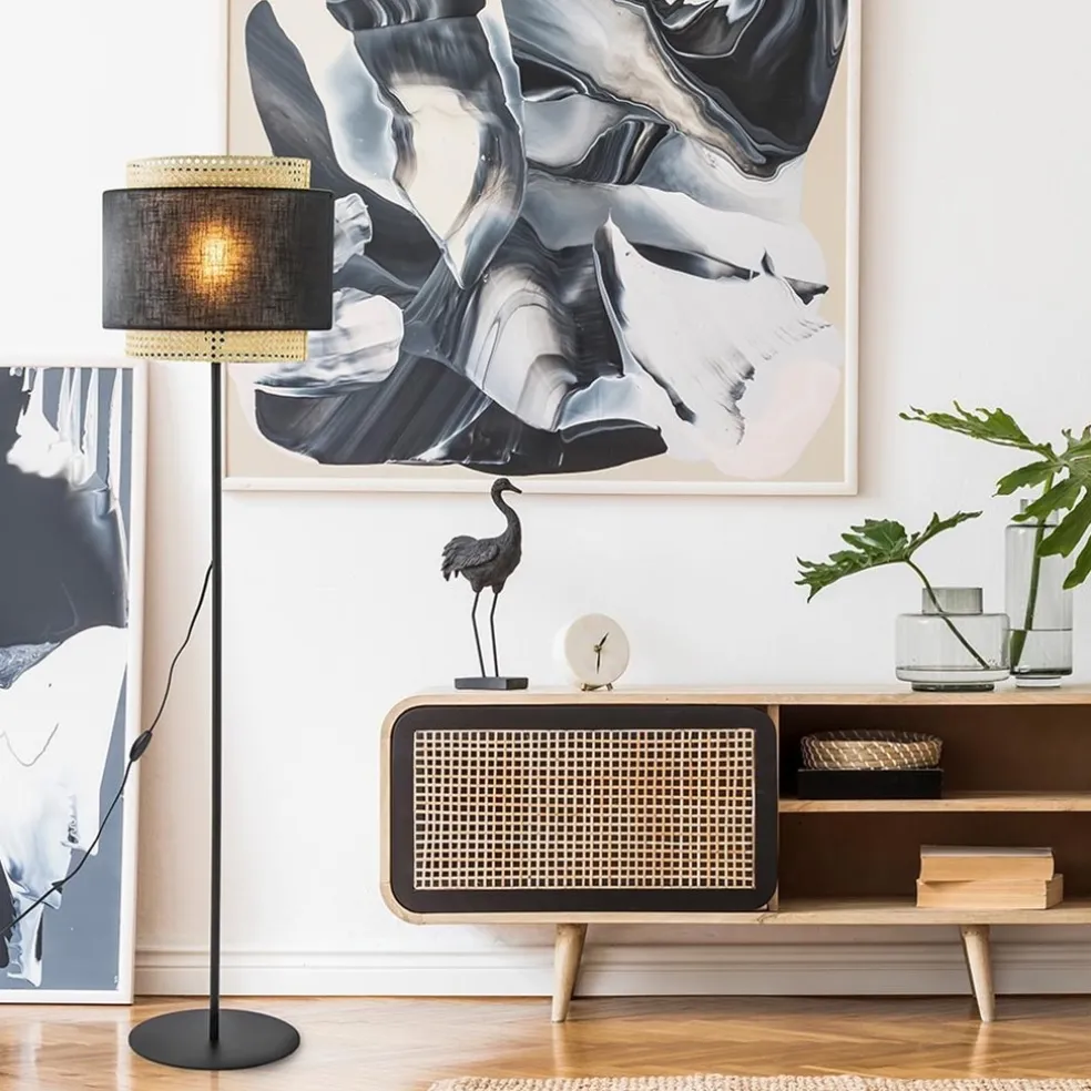 Flash Sale Straluma Boho vloerlamp mat zwart met webbing