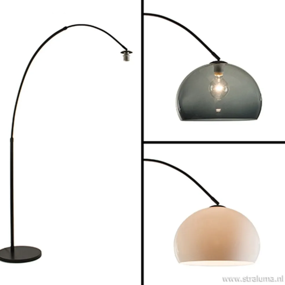 New Straluma Boog-vloerlamp zwart exclusief kap
