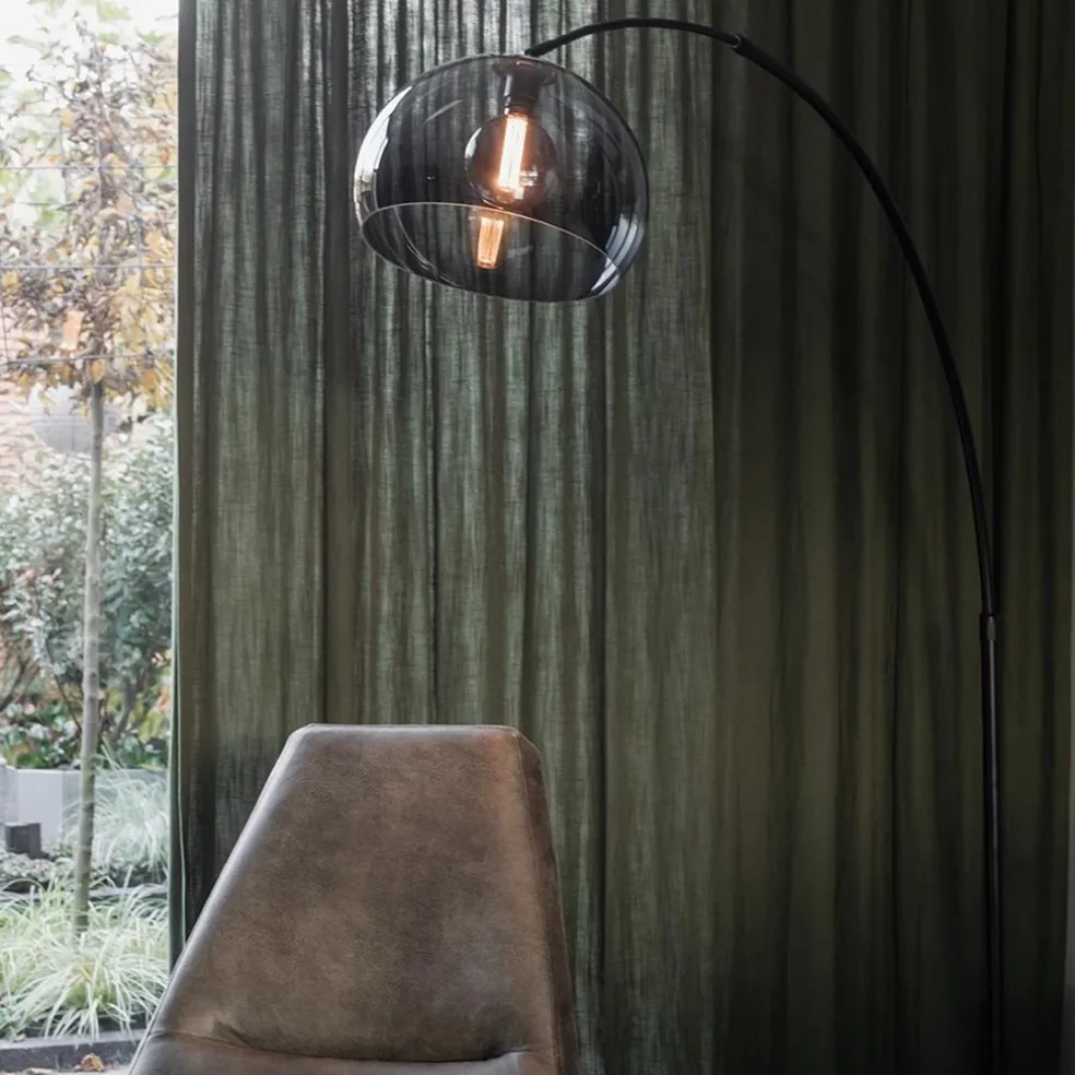 New Straluma Boog-vloerlamp zwart exclusief kap