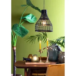 Cheap Straluma Botanische hanglamp Puerto rotan mat zwart