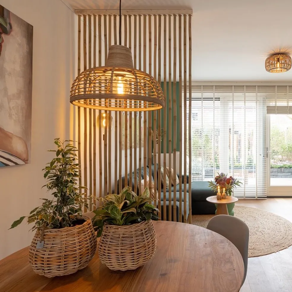 Store Straluma Botanische hanglamp rotan met mat zwart