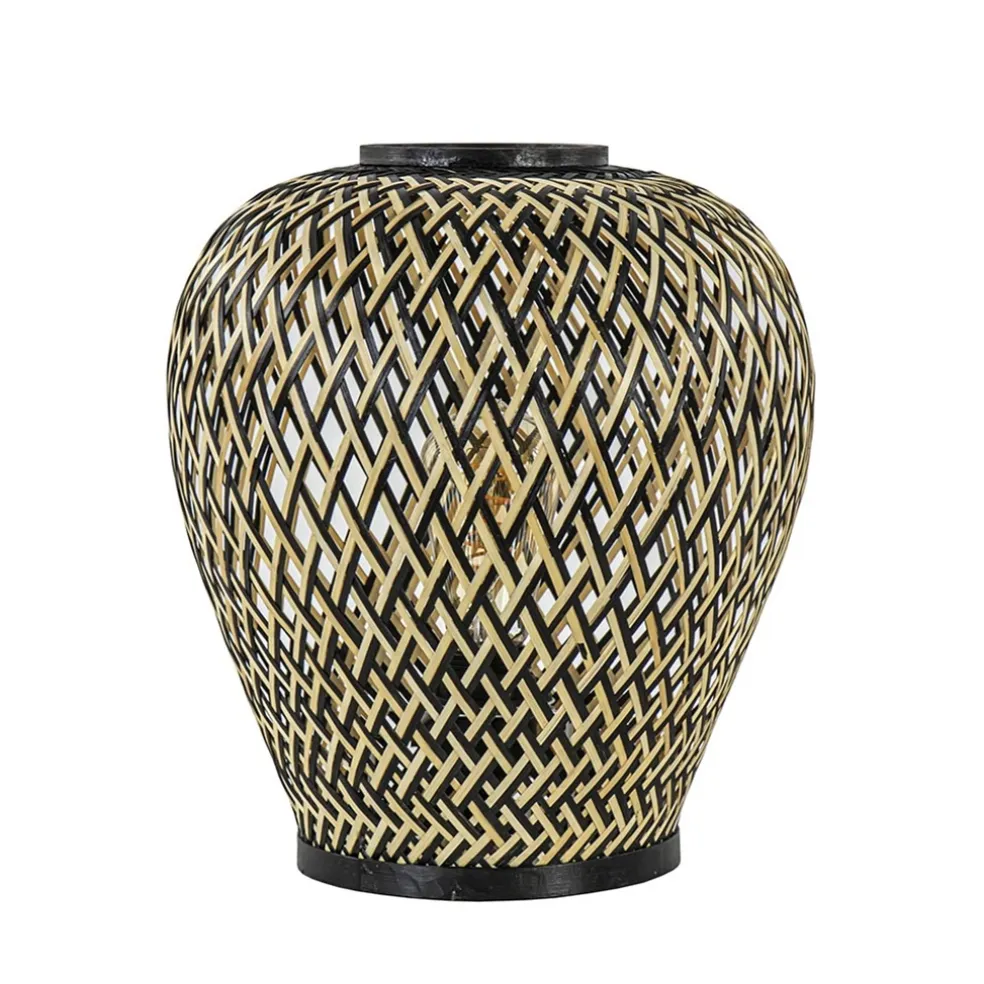Clearance Straluma Botanische tafellamp bamboe met zwart
