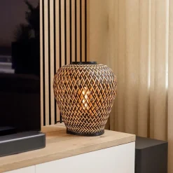 Clearance Straluma Botanische tafellamp bamboe met zwart