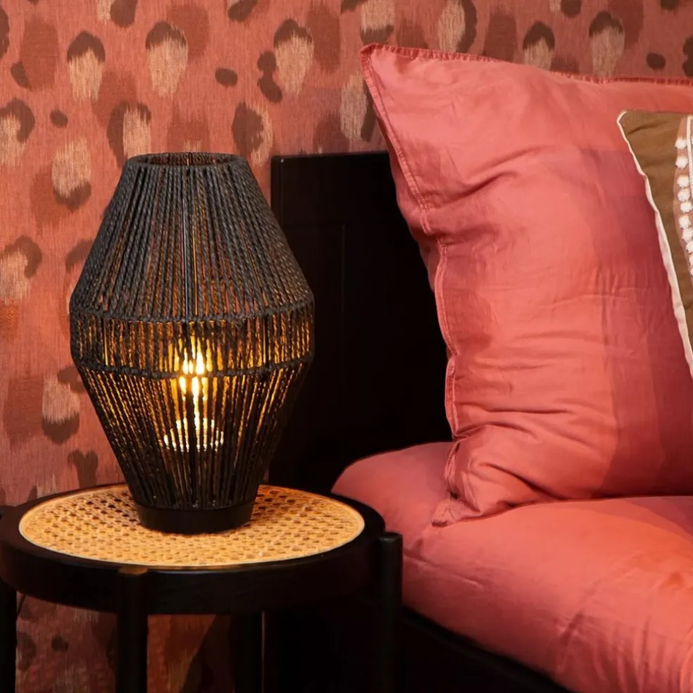 Fashion Straluma Botanische tafellamp gevlochten papier zwart