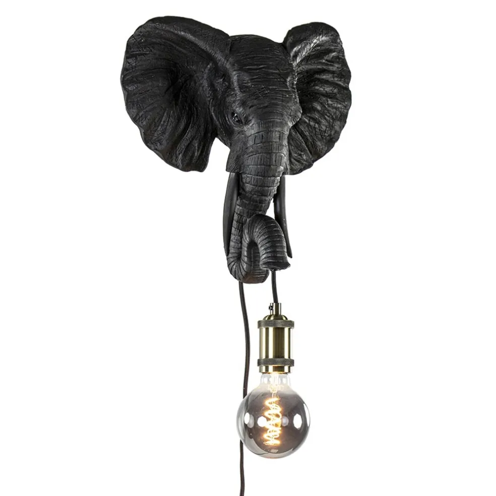 Shop Straluma Botanische wandlamp Elephant mat zwart