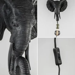 Shop Straluma Botanische wandlamp Elephant mat zwart
