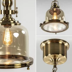 Cheap Straluma Bronzen scheepslamp met amber glas 33 cm