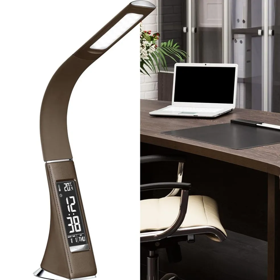 Fashion Straluma Bruine bureaulamp LED met klok en alarmfunctie