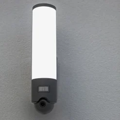 Online Straluma Buitenlamp cilinder donker grijs inclusief LED en camera