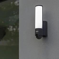 Online Straluma Buitenlamp cilinder donker grijs inclusief LED en camera