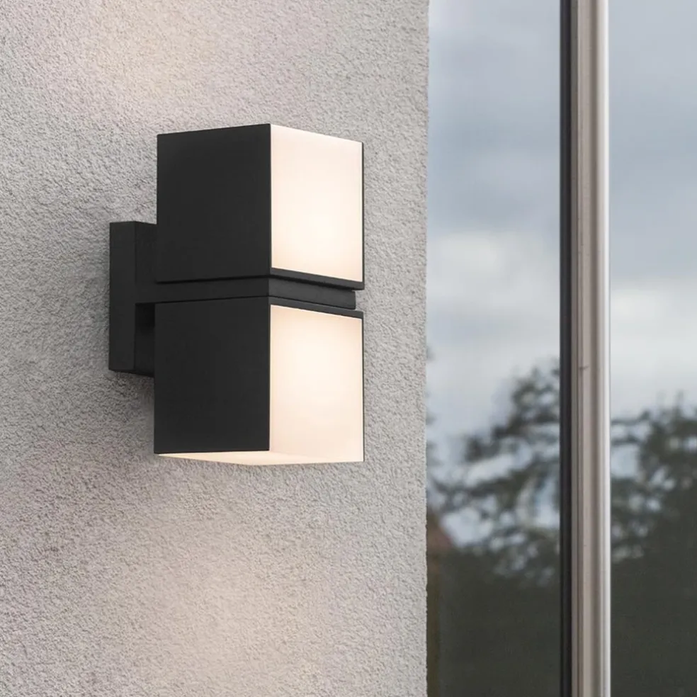 Outlet Straluma Buitenlamp Cuba double square zwart IP54